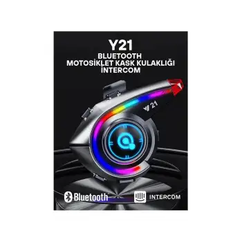Y21 Rgb Işık Efektli Intercom Bluetooth Motosiklet Kask Kulaklığı Intercom Kulaklık