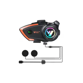 Yeni Model Y80-2x Motosiklet İntercom 2 Kişilik Bağlantı Rgb Işıklı Bluetooth Kulaklık Seti