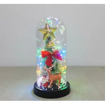 Yılbaşı Temalı Işıklı  Dekoratif Cam Fanus Alk5080