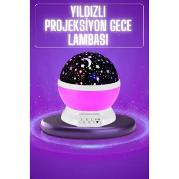 Yıldız Görünümlü Gece Lambası Renkli Masa Lambası Gökyüzü Projeksiyon