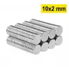 10 Adet 10x2mm Yuvarlak Neodyum Mıknatıs Güçlü Magnet Nikel Kaplamalı