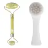 2li Set Çift Taraflı Cilt Temizleme Fırçası Ve Yeşim Taşı Çift Taraflı Cilt Masaj Aleti