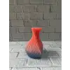 3D Dalga Desenli Kalp Formlu Dekoratif Vazo Pembe 15 cm