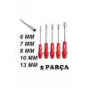 5 Adet Lokma Anahtar Tornavida 6/7/8/10/13/mm Metal Altıgen
