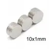 50 Adet 10x1mm Yuvarlak Neodyum Mıknatıs Güçlü Dayanıklı Magnet Nikel Kaplama
