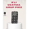 6’lı Grup Priz Termal Korumalı USB Type-C Çoklu Priz 2 Metre Kablo