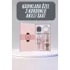 Akıllı Saat 3 Kordonlu Ve Aksesuarlı Bayanlar Için Şık Rose renk