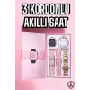 Akıllı Saat Amoled Ekran 3 Kordonlu Aksesuar Hediyeli Sesli Görüşme
