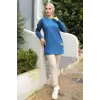 Yeni Stil Mavi Arma Detay Tunik 10020