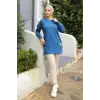 Yeni Stil Mavi Arma Detay Tunik 10020