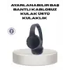 Bluetooth 5.0 Siyah Kablosuz Kulaklık 18 Saat Batarya Katlanabilir Tasarım