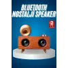 Bluetooth Nostalji Speaker Radyo Gramofon Ahşap Renk Vintage
