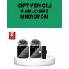 Canlı Yayın ve Video Çekimleri İçin Çiftli Kablosuz Yaka Mikrofon