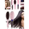 Elektrikli Saç Düzleştirici Tarak Saç Düzleştirici Fırça Sıkı Dişli Pembe