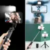 Epilons® Kendiliğinden Işıklı Masaüstü Tripod Olabilen Telefon Tutuculu Kablosuz Kumandalı Selfie Çubuğu
