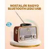 Eskitme Tasarımlı Ahşap Bluetooth Radyo LED Aydınlatmalı