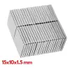 100 Adet 15x10x1.5 mm Köşeli Neodyum Mıknatıs N35 Magnet Dayanıklı Nikel Kaplama