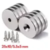 10 Adet 25x10/5x5,5 mm Neodyum Mıknatıs Havşa Delikli Magnet Vida Atılabilir N35 Nikel Paslanmaz