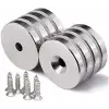 10 Adet 25x10/5x5,5 mm Neodyum Mıknatıs Havşa Delikli Magnet Vida Atılabilir N35 Nikel Paslanmaz
