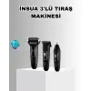İnsua Erkek Bakım Seti – 3 Başlıklı Şarjlı Tıraş Makinesi, 60 Dakika Kablosuz Kullanım
