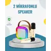 Kablosuz Karaoke Hoparlör – Çift Mikrofon ve LED Işıklı