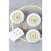 Led Lamba 3lü Uzaktan Kumandalı Yapışkanlı Beyaz Işık