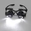 -Gözlük Modeli 10x 15x 20x 25x Lens,2led ışıklı,büyüteç