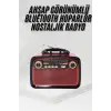 Nostalji Radyo Bluetooth Hoparlör USB-SD Kart Giriş Led Fener Işıklı Bataryalı Pilli