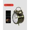 Nostaljik Büyük Boy Metal Masa Saati Bronz Kaplama ve Yüksek Sesli Alarm