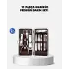 Özel Deri Çantalı 12 Parça Manikür Pedikür Bakım Seti Paslanmaz Çelik