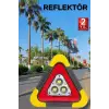 Reflektör Güneş Panelli Solarlı Şarjlı Üçgen Işıklı Trafik Reflektör Fener