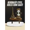 Retro Eyfel Kulesi Ve Kum Saati Dekoratif Ahşap Görünümlü Masa Biblosu