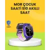 S10 Akıllı Çocuk Saati Mor Tasarım Adımsayar ve Alarm Fonksiyonlu
