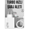 Şarj Aleti 67W Hızlı Şarj Turbo Type-C Uyumlu Şarj Adaptörü Kablosu