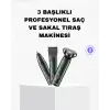 Şarjlı ve Kablosuz 3 Başlıklı Profesyonel Bakım Seti – Saç, Sakal, Burun ve Kulak Düzeltici