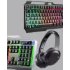 Set Işıklı Klavye Mouse + Bluetooth 5.2 Kulaklık  Paketi