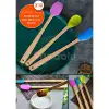 Silikon Uçlu Isıya Dayanıklı Bambu Spatula 3lü Set