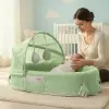 Taşınabilir Portatif Bebek Yatağı,Sırt Çantasına Dönüşebilen Portatif Bebek Beşiği (Yeşil)