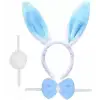 Tavşan Kostüm Seti Mavi Renk - Taç, Papyon, Ponpon, Kuyruk