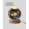 USB Bağlantılı Işıklı Kristal Küre Modern Ahşap Tabanlı Dekor