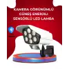 Uzaktan Kumandalı Güneş Enerjili LED Güvenlik Lambası Kamera Tipi Hareket Sensörlü