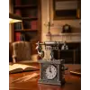 Vintage Telefon Tasarımlı Masa Saati ve Çalar Saat Dekoratif Model