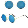 Yuvarlak Cam John Lennon Tarzı Gold Çerçeveli Mavi Gözlük