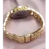 Zarif ve Şık Özel Tasarım Zirkon Taşlı Metal Bayan Kol Saati (gold)