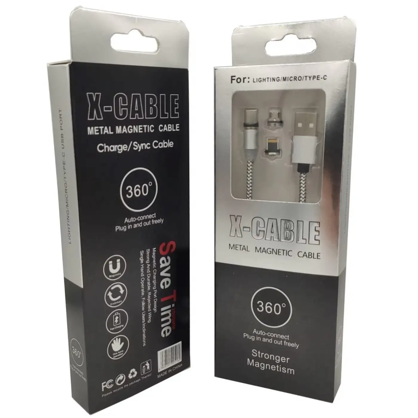 (İphone-Micro-TYPE-C) Mıknatıslı Şarj Kablosu 360 Derece