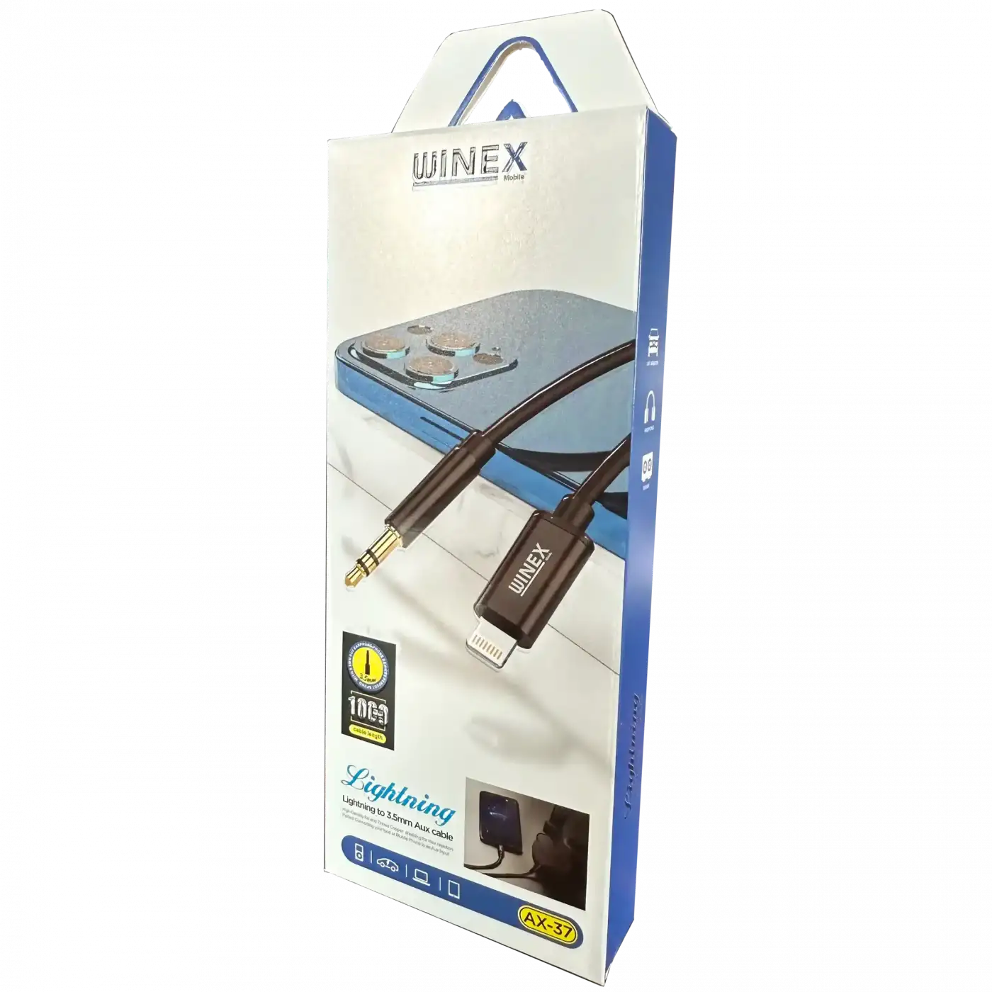 1 Metre Aux Çevirici Apple iPhone Lightning Dönüştürücü WINEX AX-37