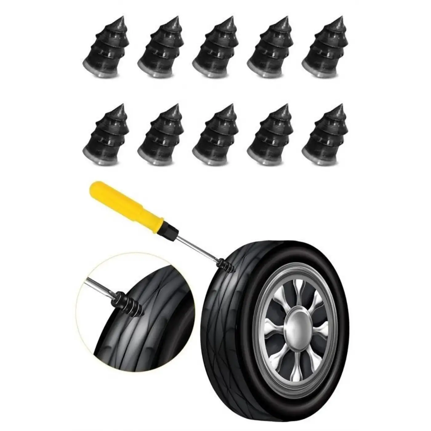 10 Adet Çok Amaçlı Kolay Kullanılabilir Araba Lastiği Tamir Kauçuğu