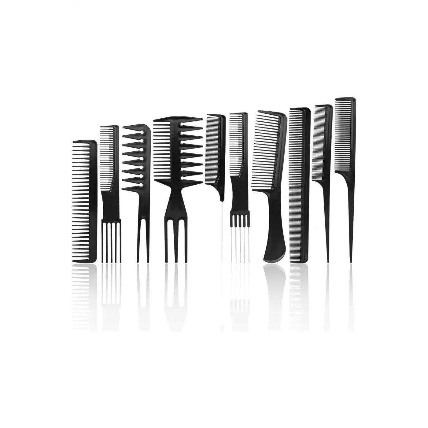 10 Parça Profesyonel Kuaför Tarak Seti - Saç Kesim, Ayırma, Şekillendirme ve Fön Tarağı