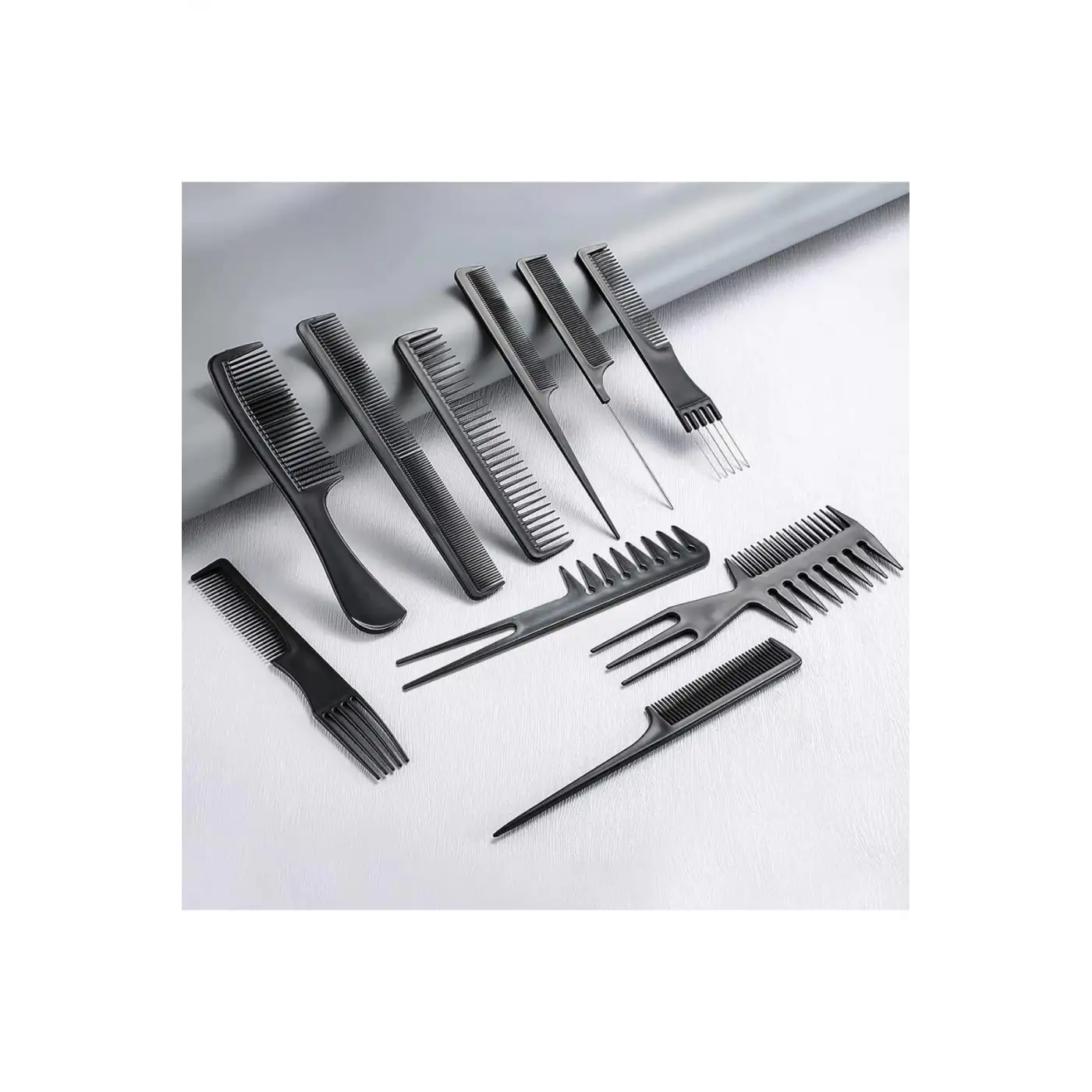 10 Parça Profesyonel Kuaför Tarak Seti - Saç Kesim, Ayırma, Şekillendirme ve Fön Tarağı