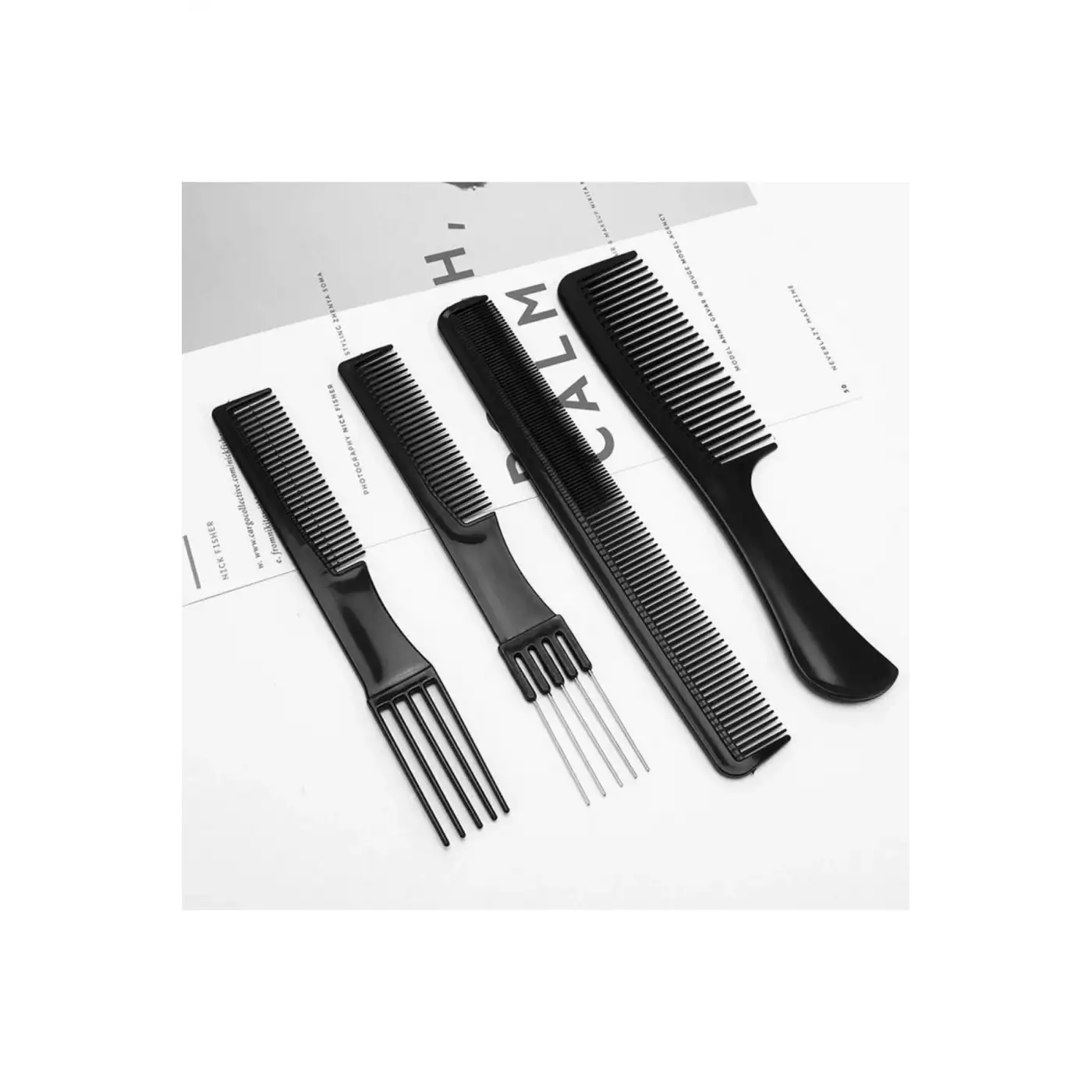 10 Parça Profesyonel Kuaför Tarak Seti - Saç Kesim, Ayırma, Şekillendirme ve Fön Tarağı